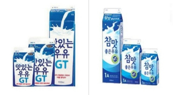 남양유업 '맛있는 우유 GT'(왼쪽), 빙그레 '참 맛있는 우유 NT' ⓒ온라인 커뮤니티